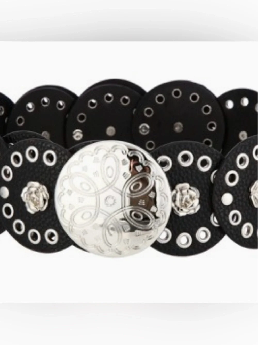 Boho Black & Brown Medallion Disc Belt Rosette Accent  – Gold or Silver Tone
